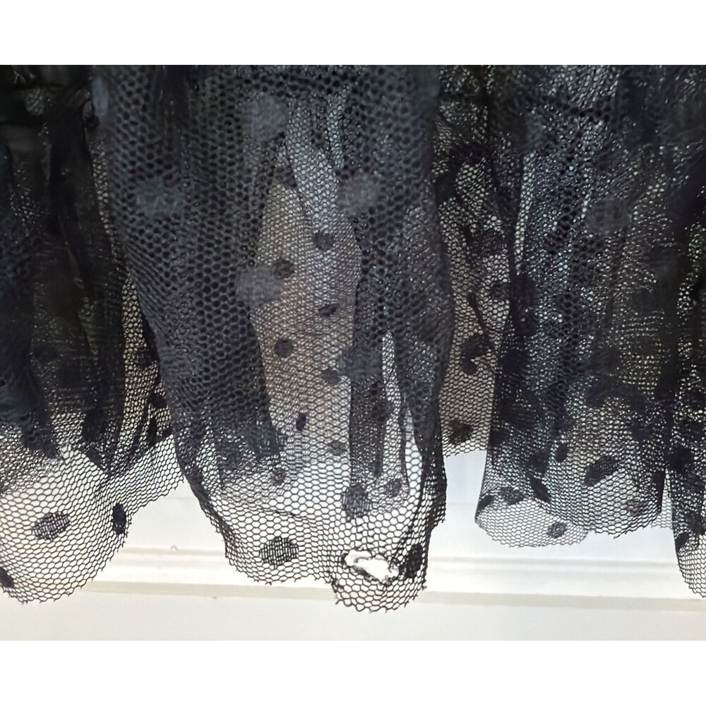 Willow Black Sheer Swiss Dot Top L Mock Neck Ruffle Whimsigoth Goth Dark Emu - Picture 4 of 14